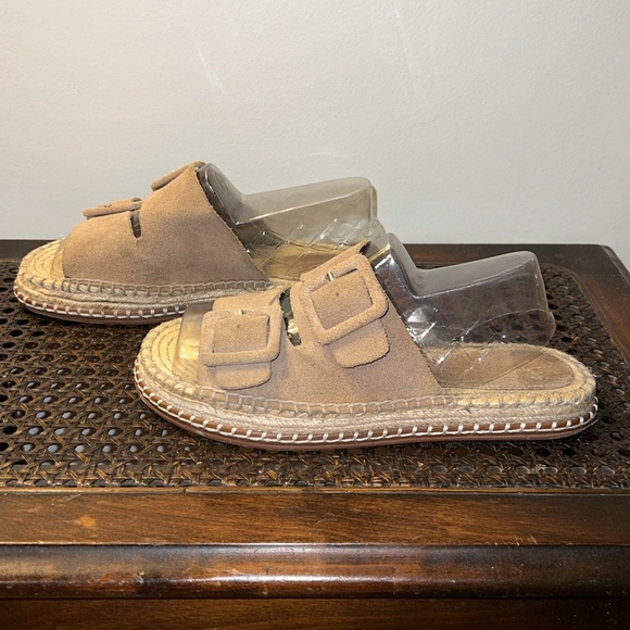 Zara Suede Genuine Leather Double Buckle Sandals - Picture 5 of 9